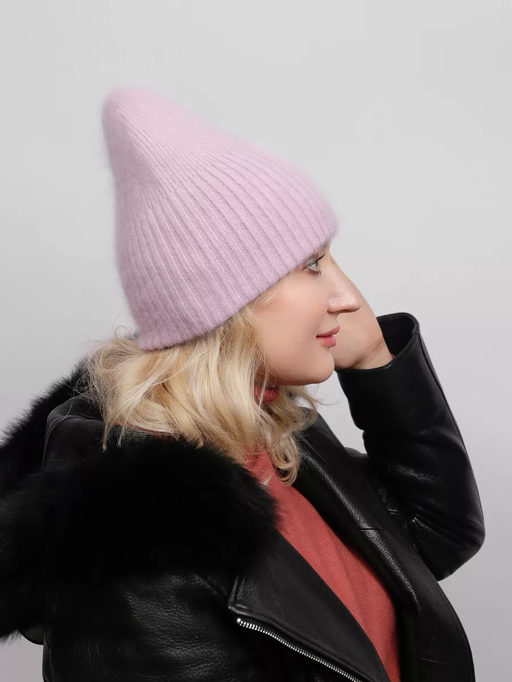 шапка ангора зимняя пушистая вязаная модная