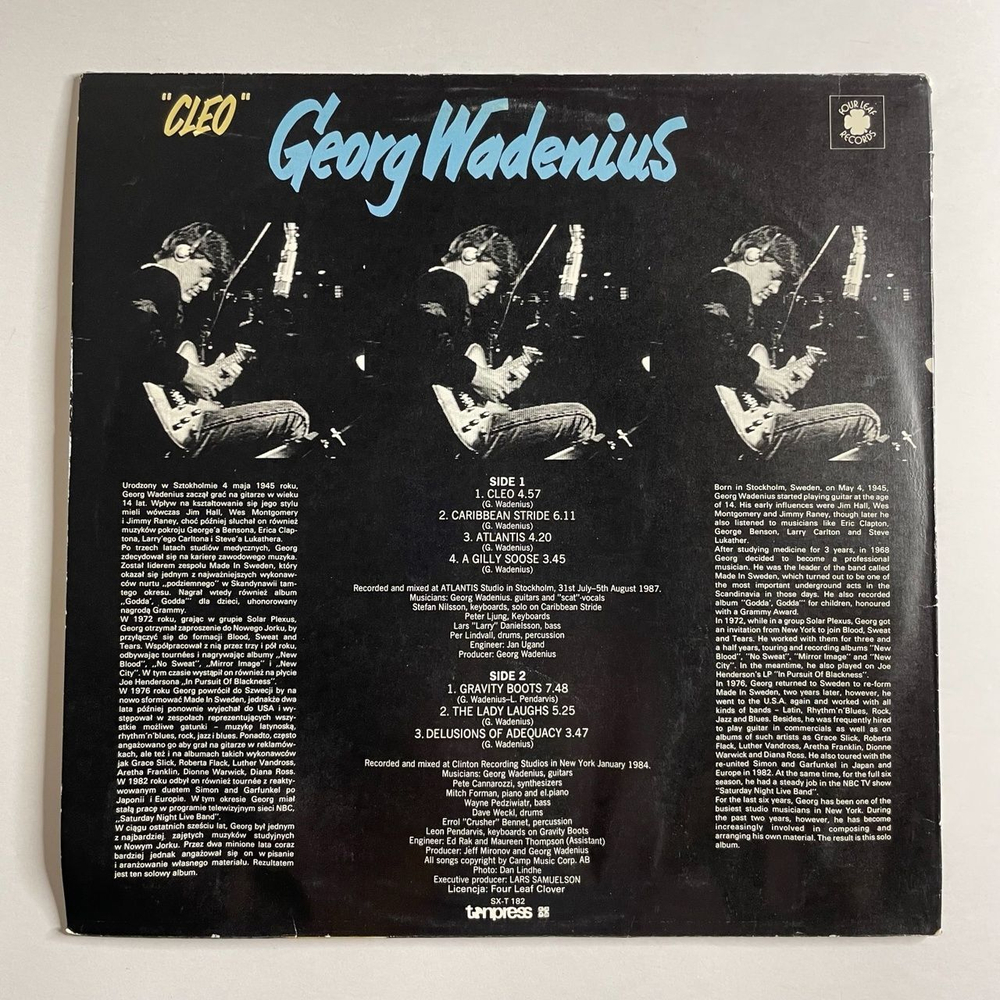 Винтажная виниловая пластинка LP Georg Wadenius Cleo (Польша 1990)
