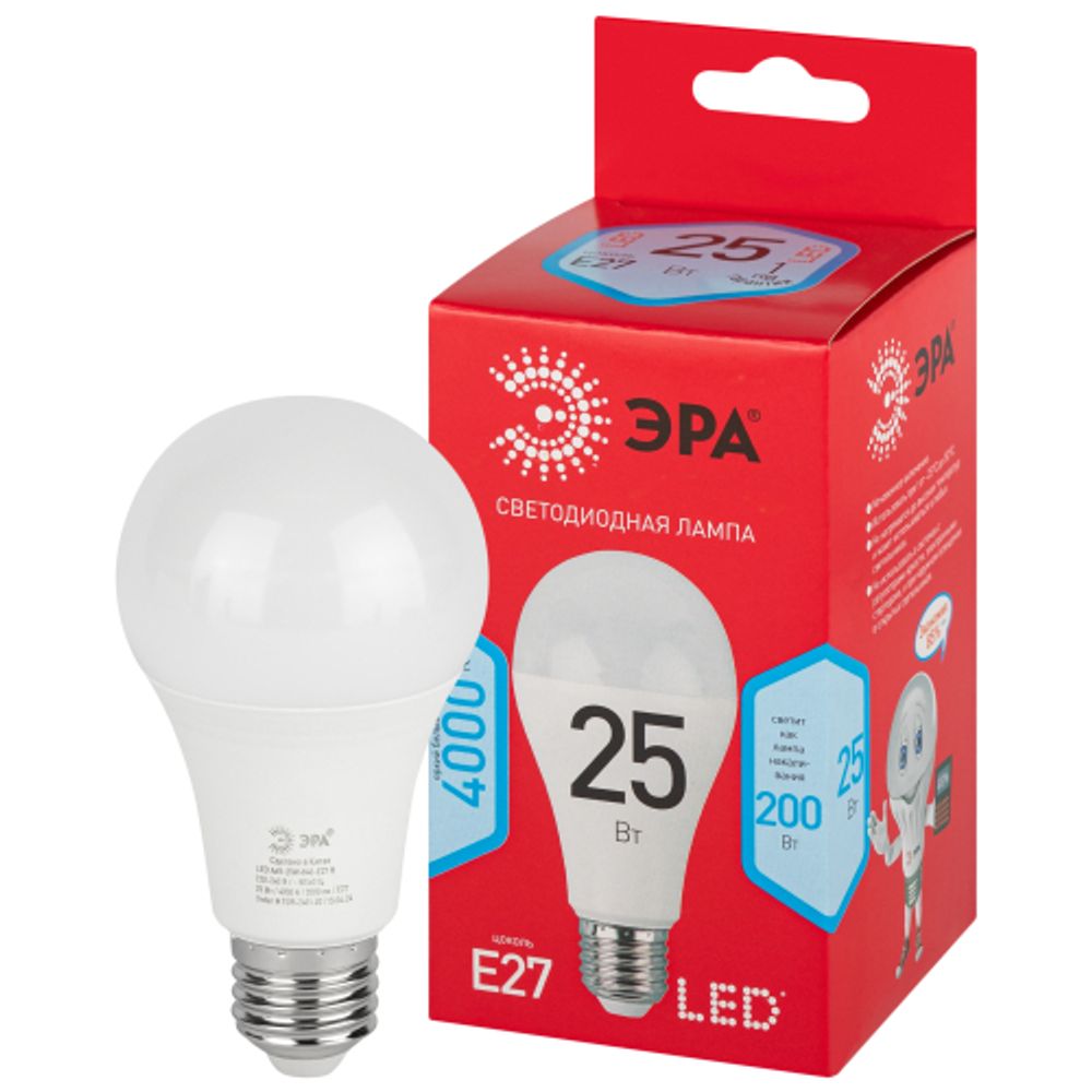 Лампочка светодиодная ЭРА RED LINE LED A65-25W-840-E27 R Е27 / E27 25 Вт груша нейтральный белый свет