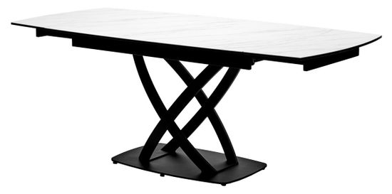 Стол FOGGIA 140 KL-99 Белый мрамор матовый, итальянская керамика/черный каркас