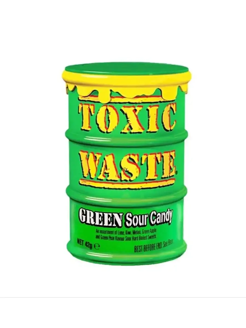 Кислые леденцы Toxic Waste Sour Candy зеленая бочка