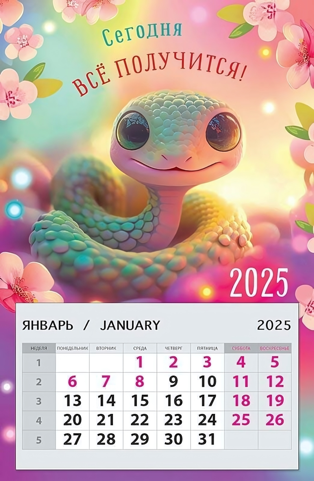 Календарь на магните 95х145 "Сегодня все получится! 2025" (АртДизайн)