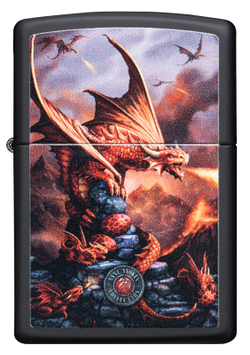 Зажигалка чёрная "Драконы" Black Matte ZIPPO 49097