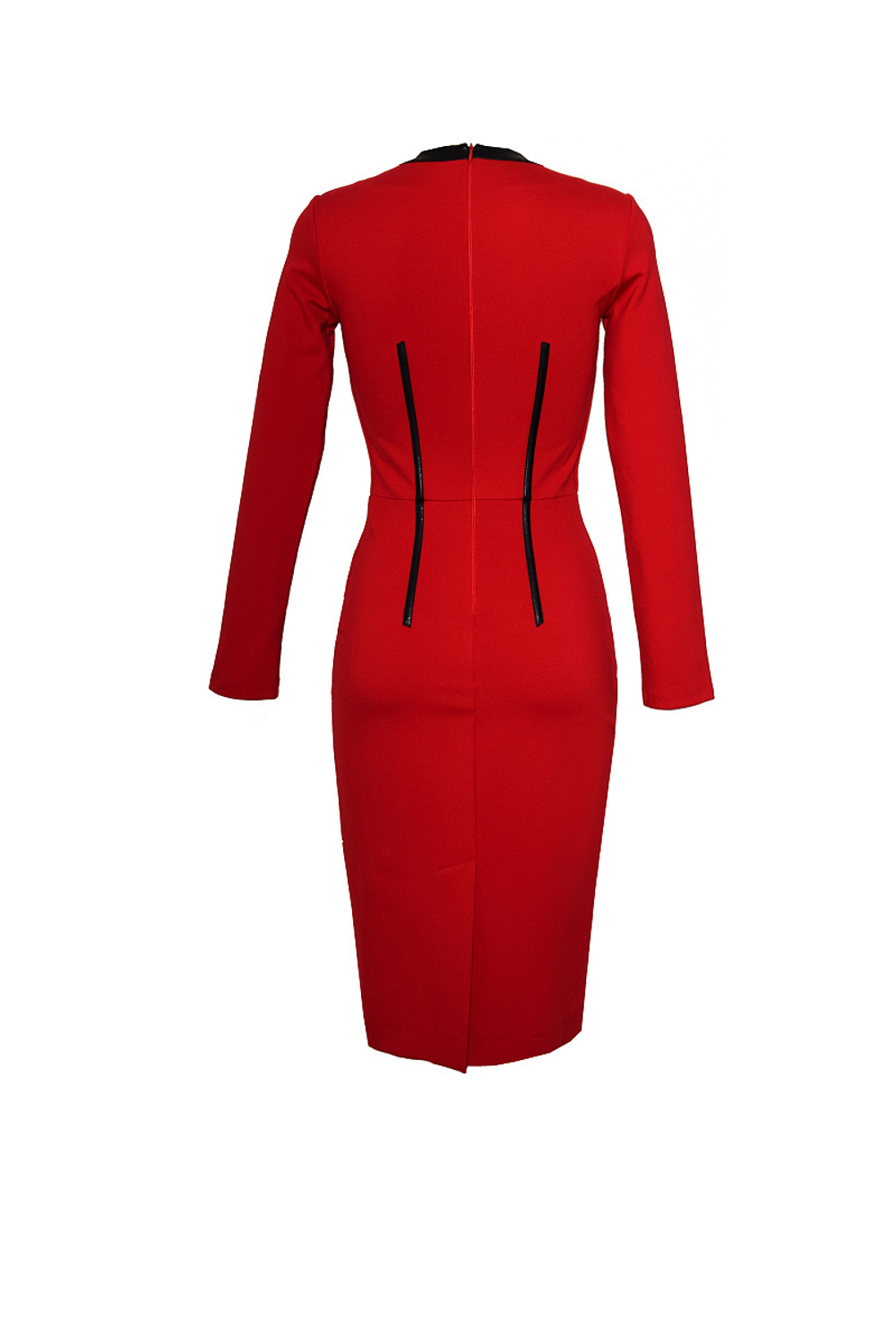 Платье миди с кожаными вставками 18-16 FW