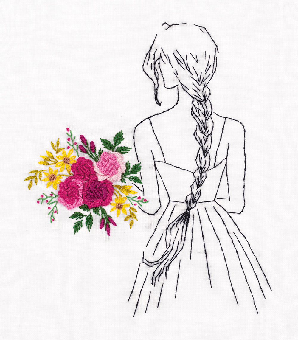 Набор для вышивания "PANNA" "Живая картина" JK-2172 "Девушка с букетом" 15 х 17.5 см