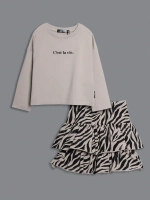 Летний костюм для девочки, лонгслив и юбка
