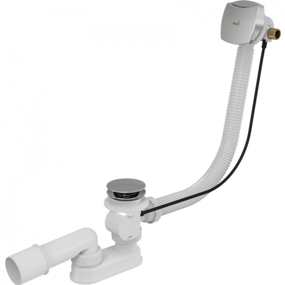 Слив-перелив для ванны Alcaplast с напуском воды, полуавтомат, хром (A565KM1-80)