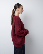 Джемпер из смесового кашемира с круглым вырезом бордо