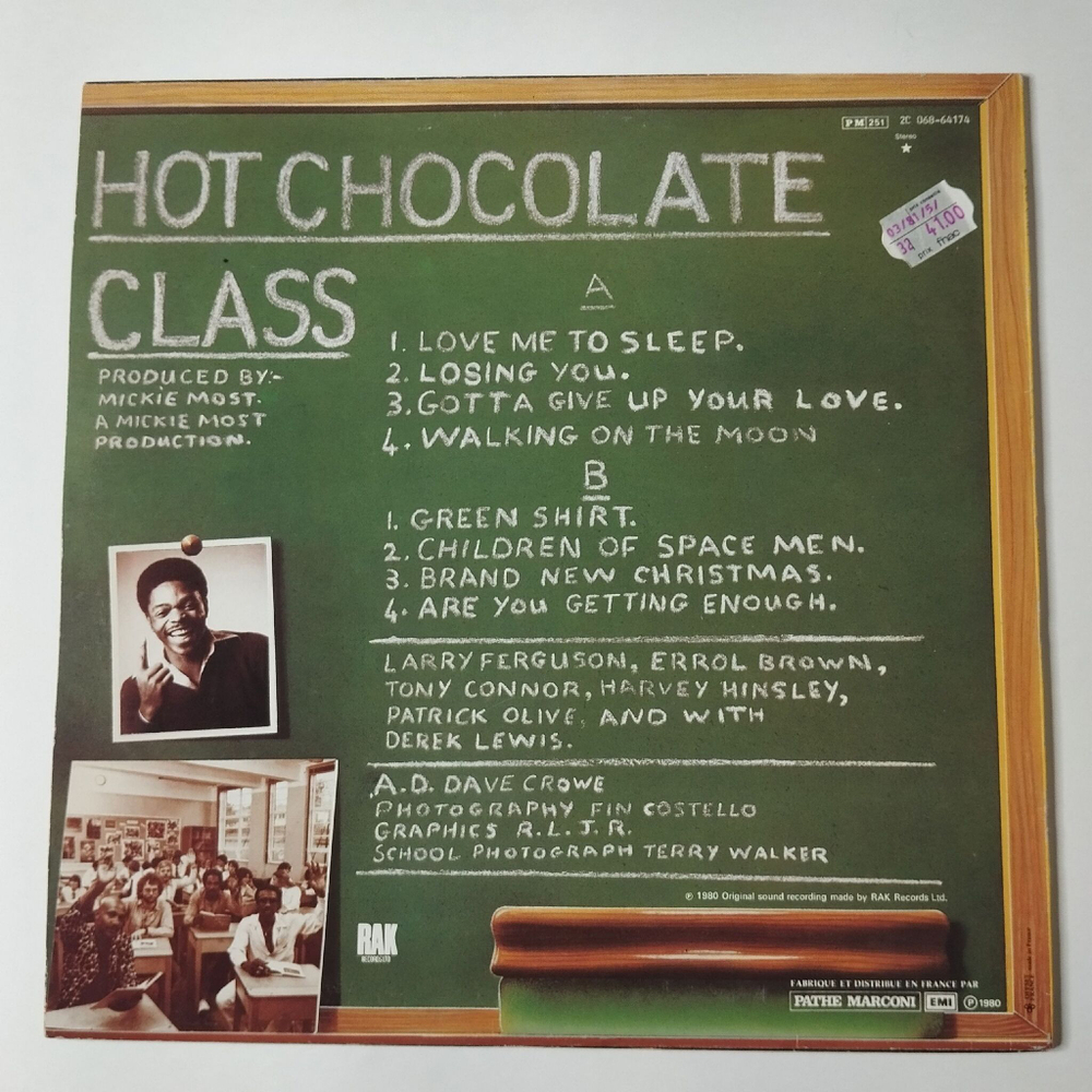 Винтажная виниловая пластинка LP Hot Chocolate Class (France 1980)