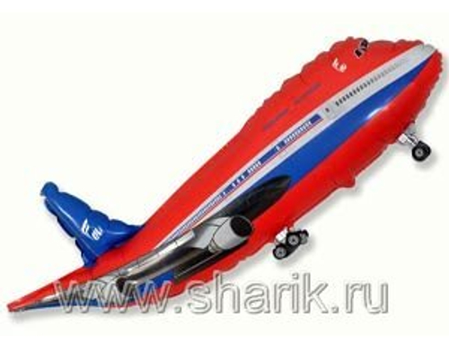 Шар фольга "Самолет красный" 96 х 56 см