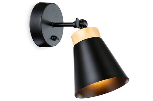 Накладной спот с выключателем в стиле лофт TR8214 BK/LW черный/светлое дерево E27 max 40W D120*252