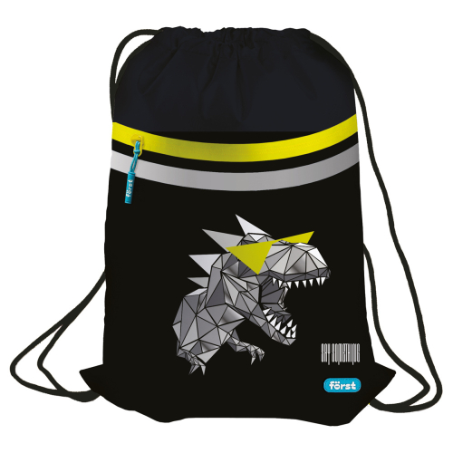 Мешок для обуви 1 отделение "Cool dino", 350*460мм, вентиляционная сеточка, светоотражающая лента, карман на молнии, Först