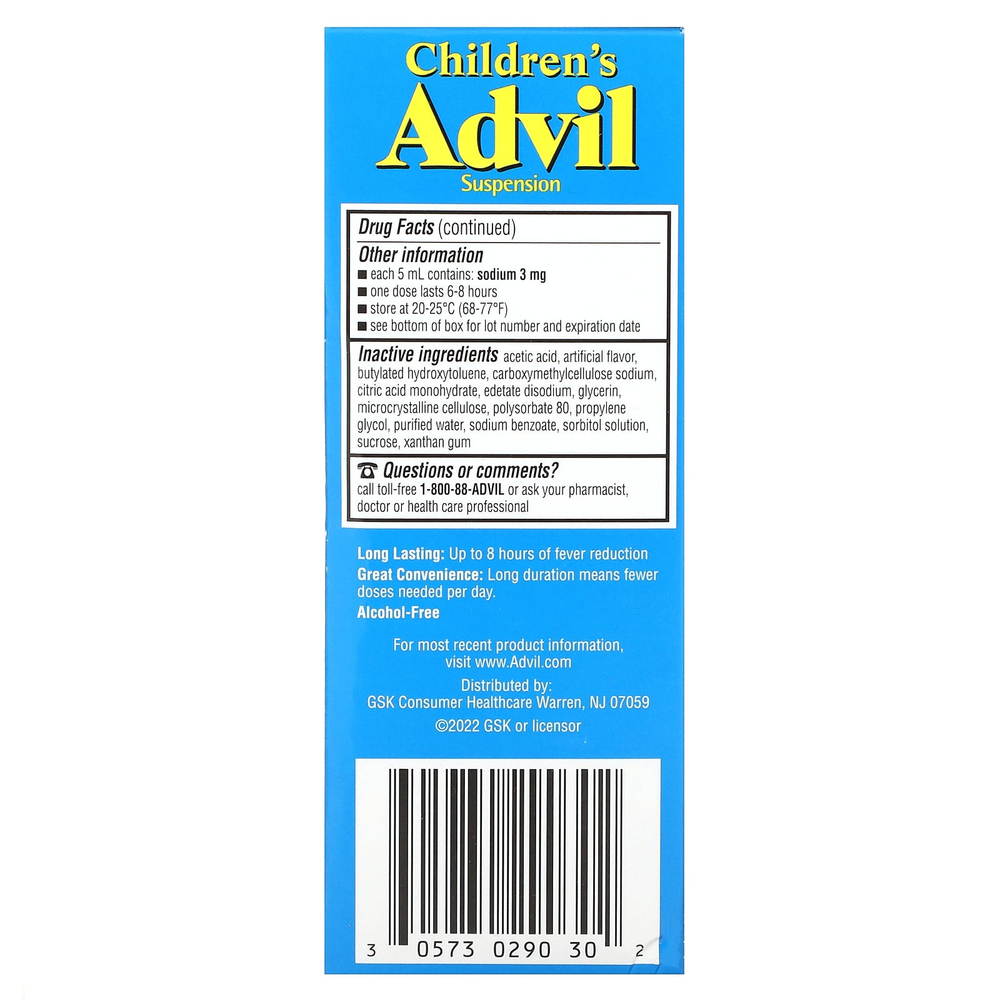 Advil, Children's Advil, Fever, для детей в возрасте от 2 до 11 лет, белый виноград, 120 мл (4 жидк. унции)