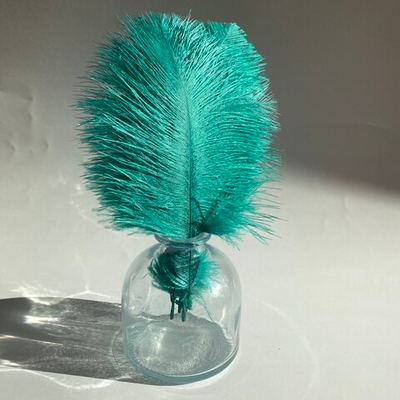 Перо страуса цвета морской волны 15 - 20 см.