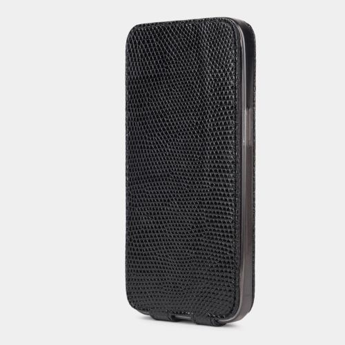Чехол для iPhone 14 Pro из кожи ящерицы, черного цвета
