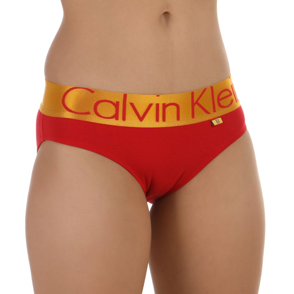 Женские трусы слипы красные с золотистой резинкой Calvin Klein Spain