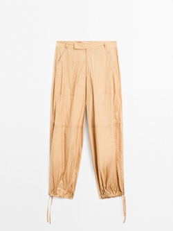 Massimo Dutti Легкие брюки с поясом, натуральный