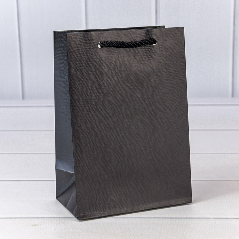 Пакет подарочный 14х20х8см "Фактура" (Черный)