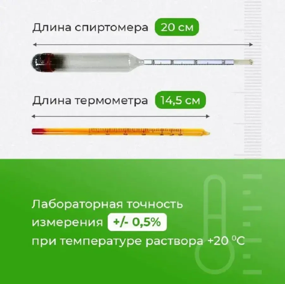 Набор спиртомеров АСП-3 с термометром и колбой в деревянном боксе