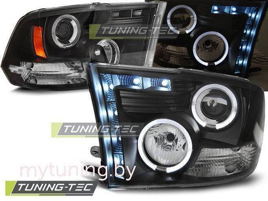 Передние фары angel eyes black для Dodge Ram 09-11