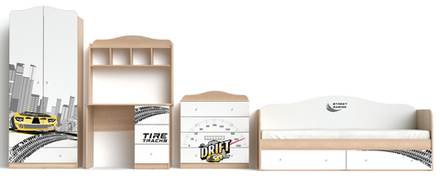 Стол письменный МАМА "Машина", Шимо светлый/Белый