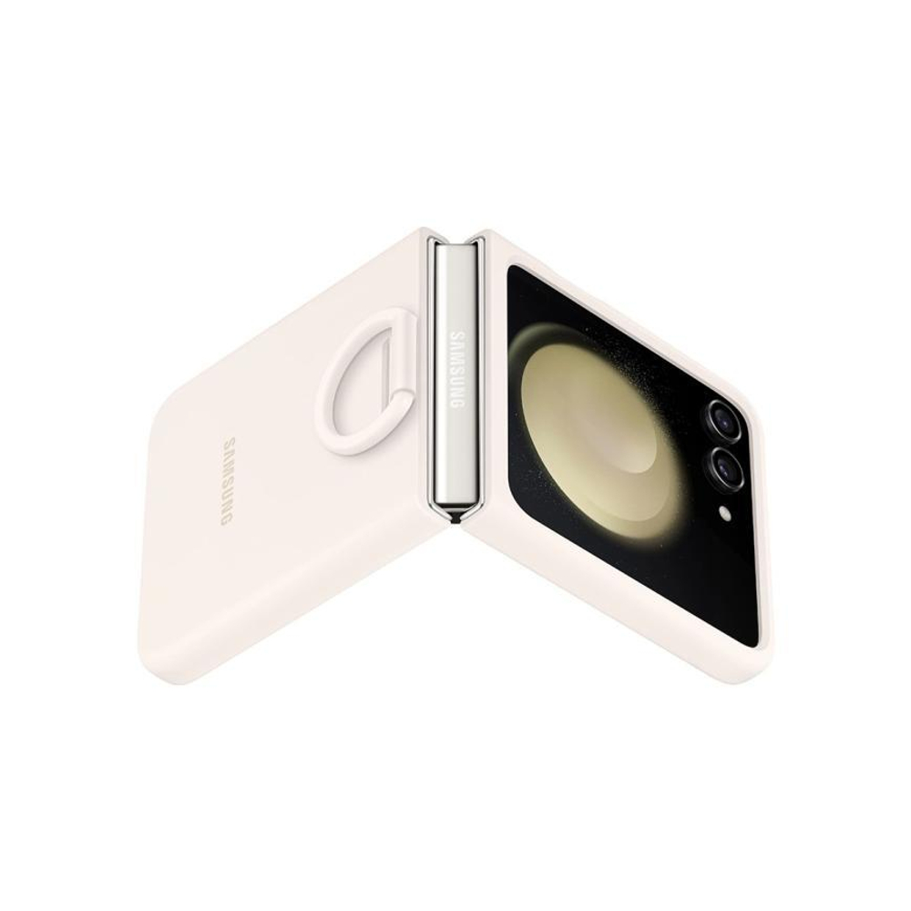 Силиконовый чехол с кольцом-держателем Samsung Silicone Case with Ring для Galaxy Z Flip5, Кремовый