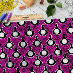 Ткань мембрана чёрно0белые кегли на розовом фоне
