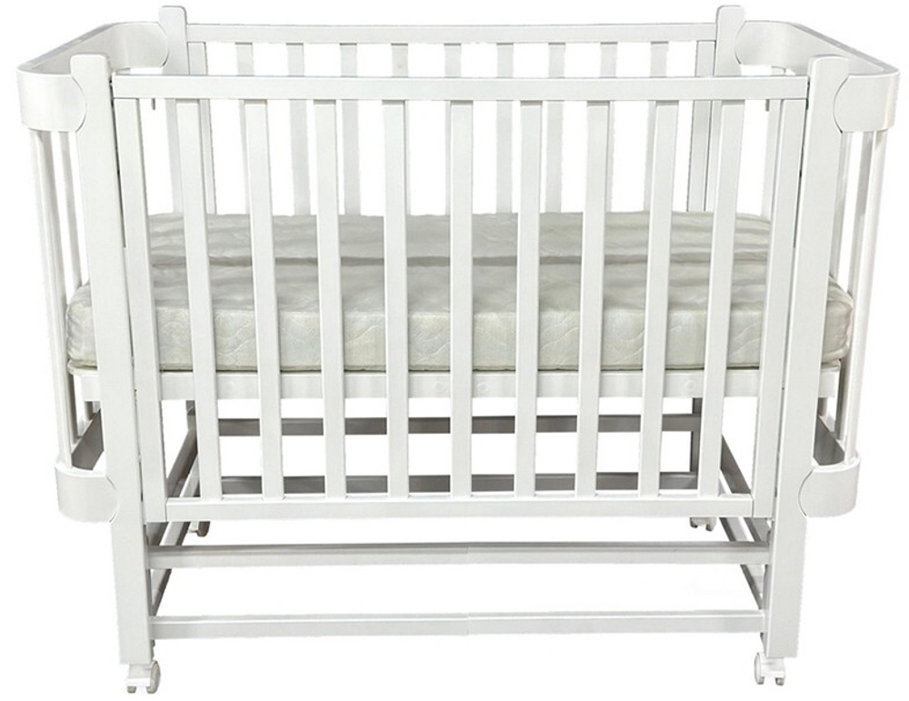 Детская кроватка Кедр Adele 2 продольный маятник 538350 белый/белый
