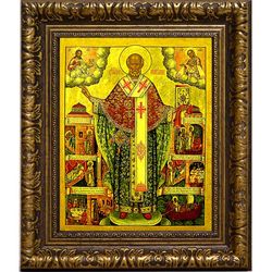 Николай Чудотворец Зарайский. Икона на холсте.