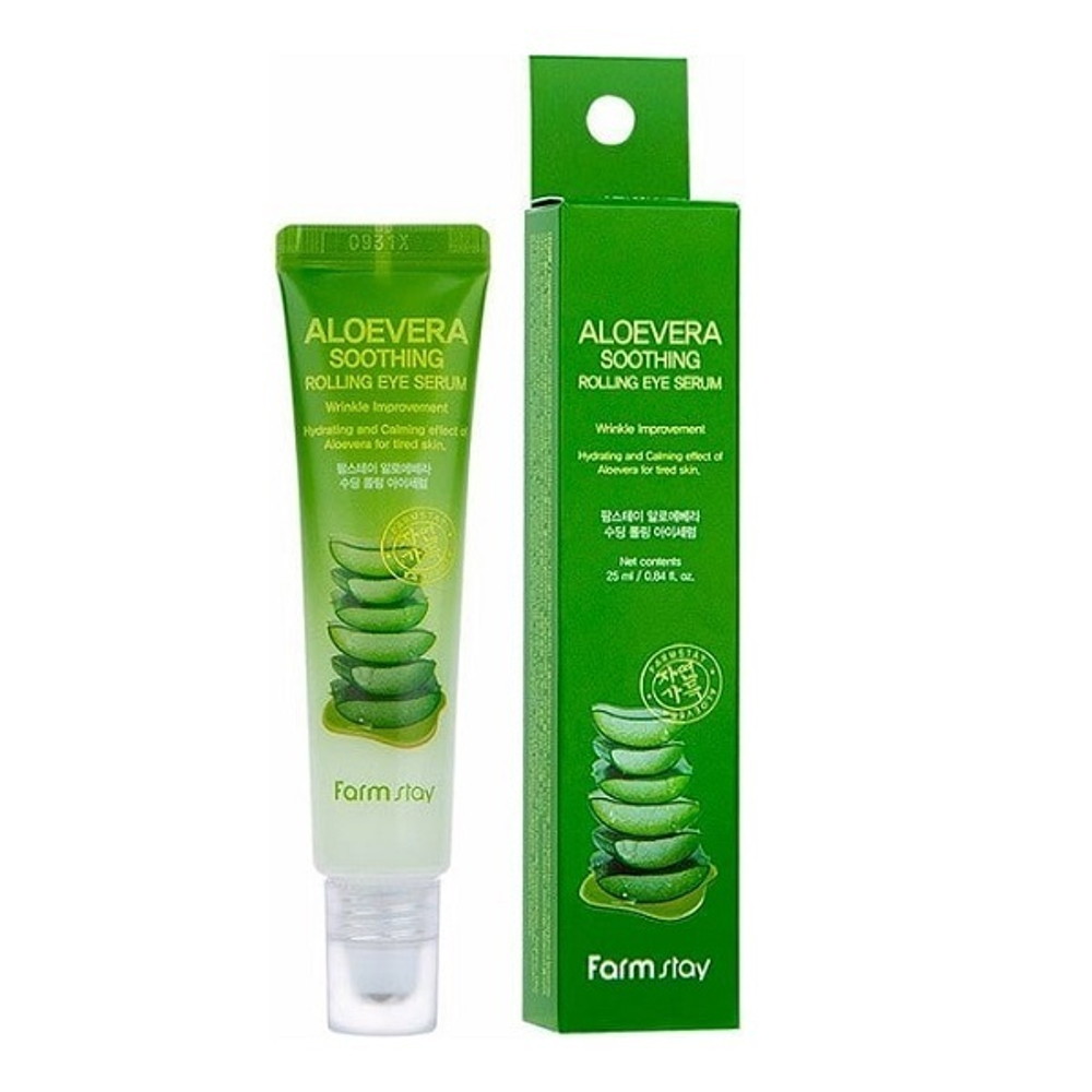 Сыворотка-роллер для кожи вокруг глаз с экстрактом Алоэ Вера FarmStay Aloe Vera Soothing Rolling Eye Serum 25мл