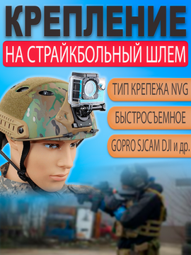 Крепление NVG на страйкбольный тактический шлем Ops core fast для экшн камеры GoPro (фронтальное)
