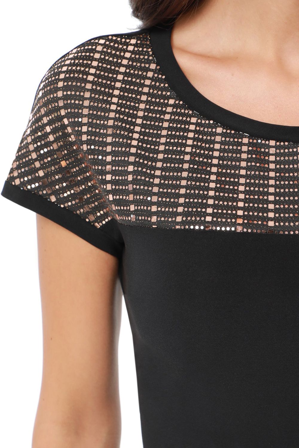 Блузка черная с кокеткой DStrend (Акция)