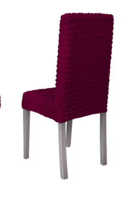 Чехол на стул без оборки со спинкой, цвет Бордовый, Набор 2 шт.
