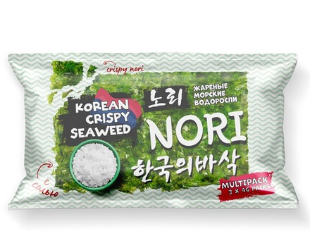 Master Kan Морские водоросли, Nori - Salt Snack, Multipack 4гр*3шт, блок 24шт., Мастер Кан