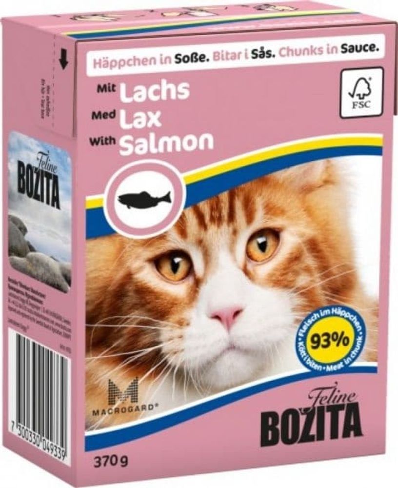 Bozita 370г. мясные кусочки в соусе с лососем (Tetra Pak)