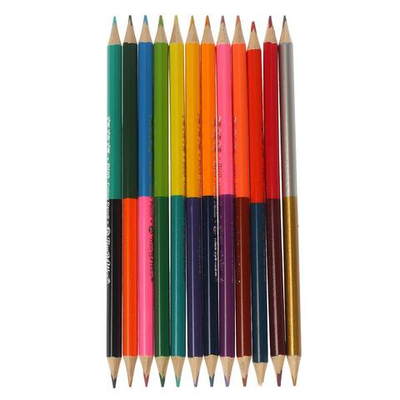 Карандаши цветные двусторонние, 3-гранные 12 цветов 24 цвета