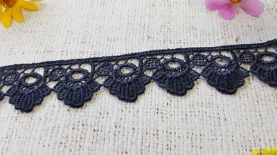 Кружево плетеное, ш. 3 см, тёмно-синий