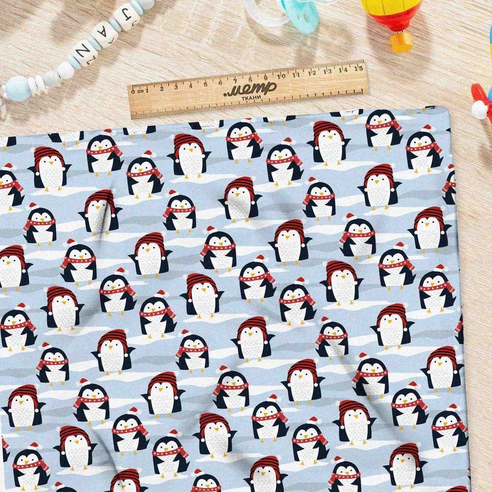 Ткань сатин маленькие пингвины