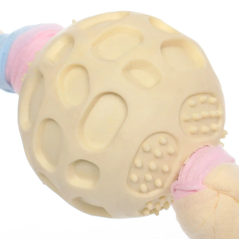 Игрушка - мячик для собак средних и мелких пород «БЕГИ ЛОВИ», с канатом, цвет жёлтый, 38*7,5см (лейбл)