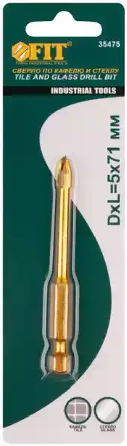 Сверло по кафелю, 4 режущие кромки, титановое покрытие, U-хвостовик