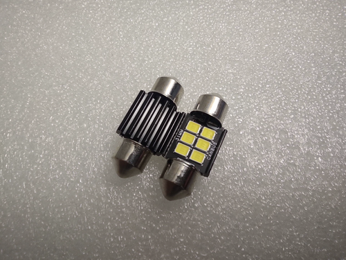 Светодиодная лампа C5W, 6 диодов, белый, 31мм (за 1 шт.)