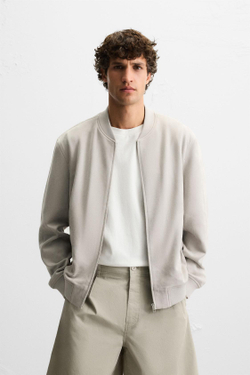 ZARA БОМБЕР ИЗ ИСКУССТВЕННОЙ ЗАМШИ, ЖЕМЧУЖНО-СЕРЫЙ