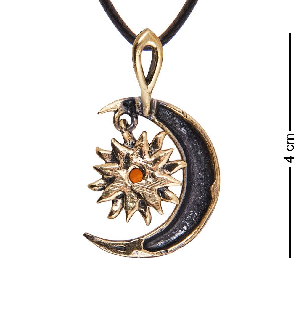 AM-3908 Подвеска «Солнце в луне» (латунь, янтарь)