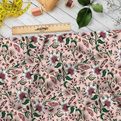 Ткань мембрана орнамент цветов с листьями