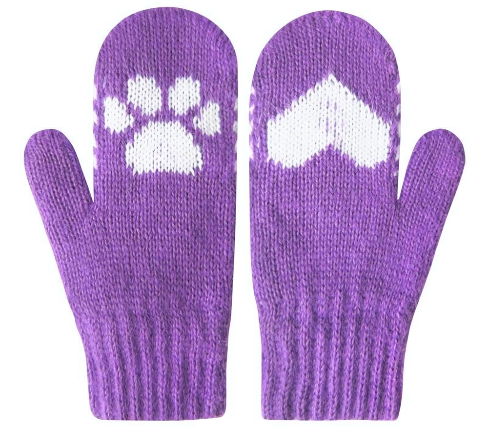 Варежки "Лапки" сиреневый р. 14, 1 шт.