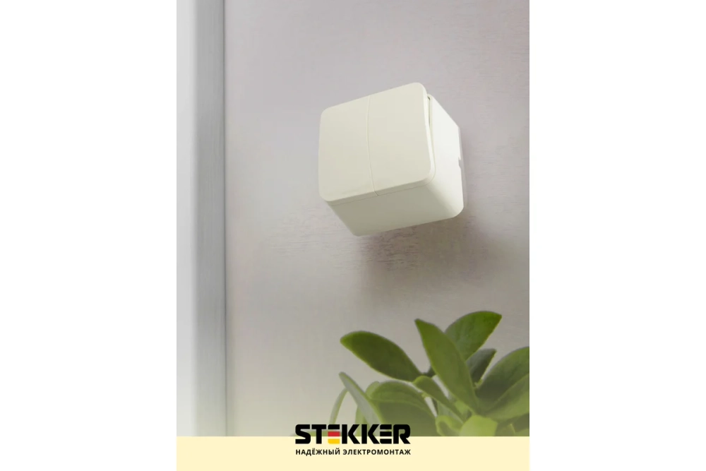 2-клавишный выключатель STEKKER открытой установки, 250в, 10а, ip20, серия софия, слоновая кость, msw10-20-04, 49474