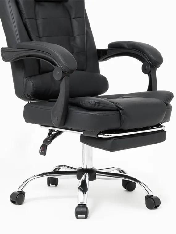 Кресло руководителя YS-800 черное, с подставкой для ног, семиточечный массаж