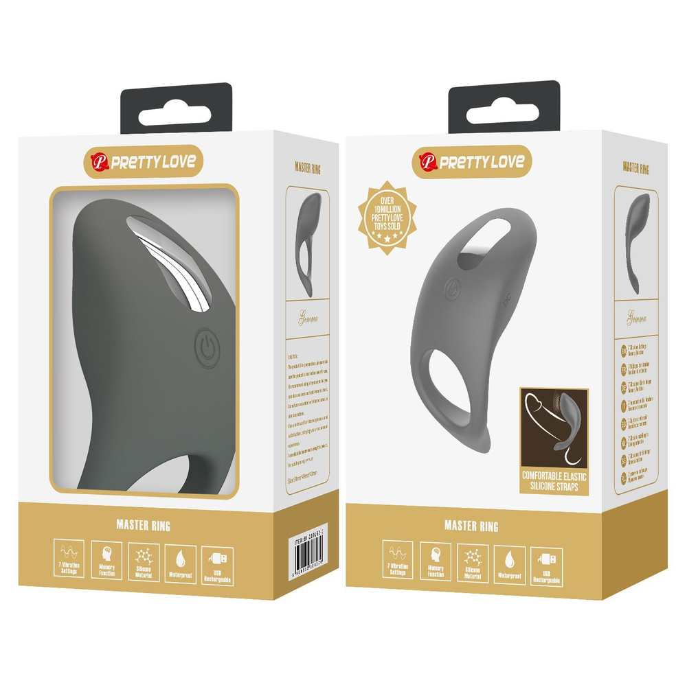 Серое эрекционное кольцо с вибростимуляцией клитора (Цвет: серый)