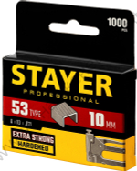 STAYER тип 53 (A/10/JT21) 10 мм, 1000 шт, калибр 23GA, скобы для степлера (3159-10)