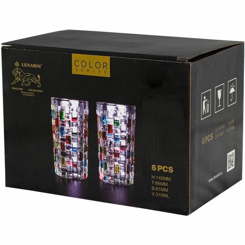 Lenardi 589-018 Набор из 6 стаканов 310мл в под.уп.(х8)Стекло